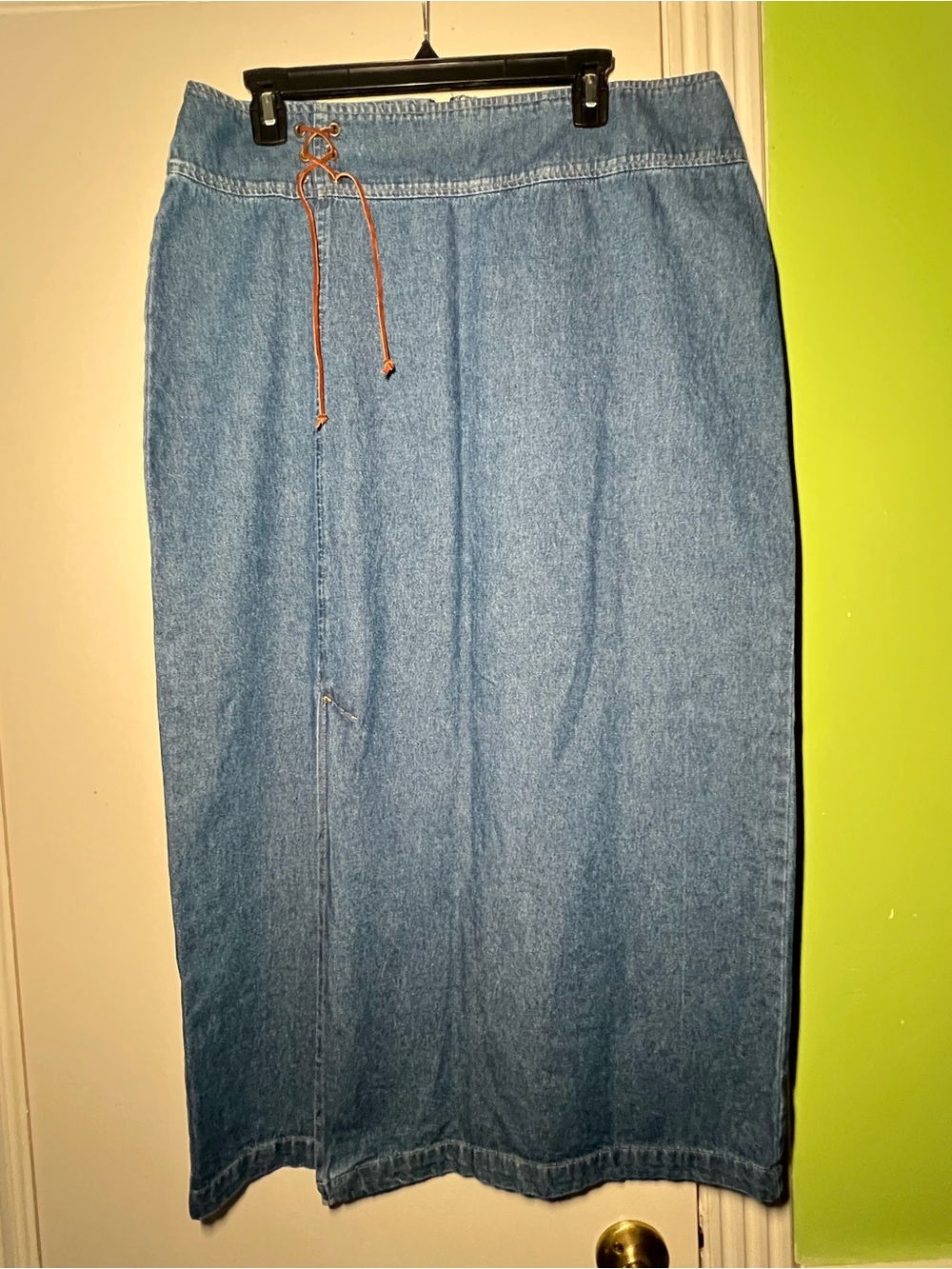 Classic Blue Denim Midi Skirt